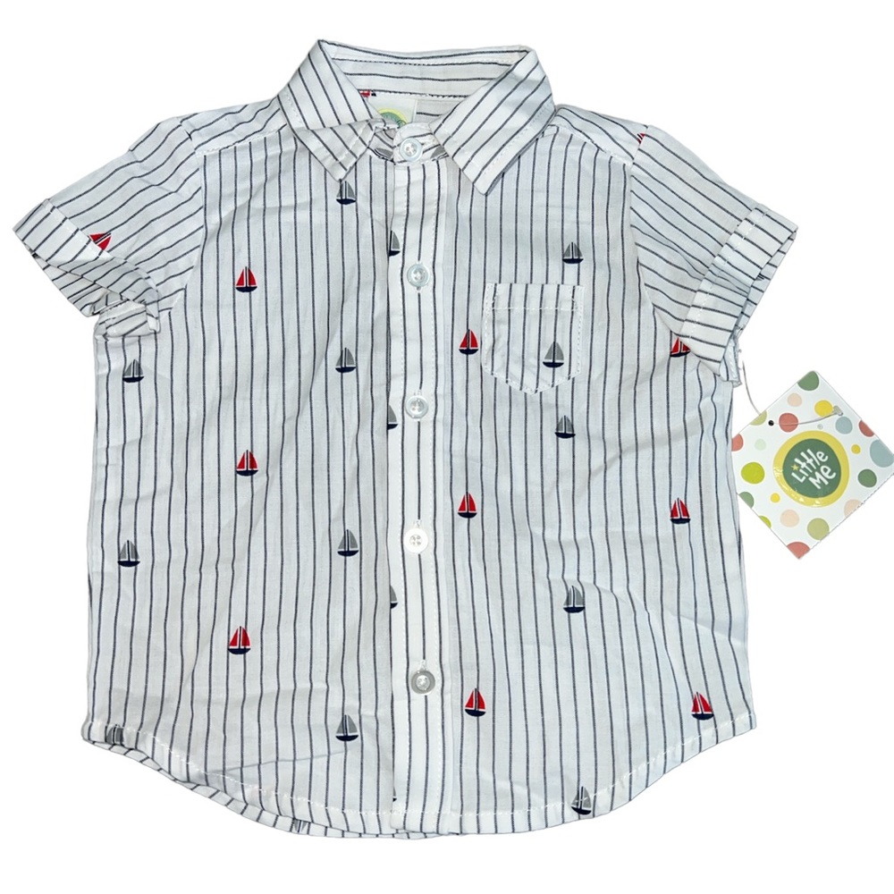 Little Me sailboat button up shirt 6 months